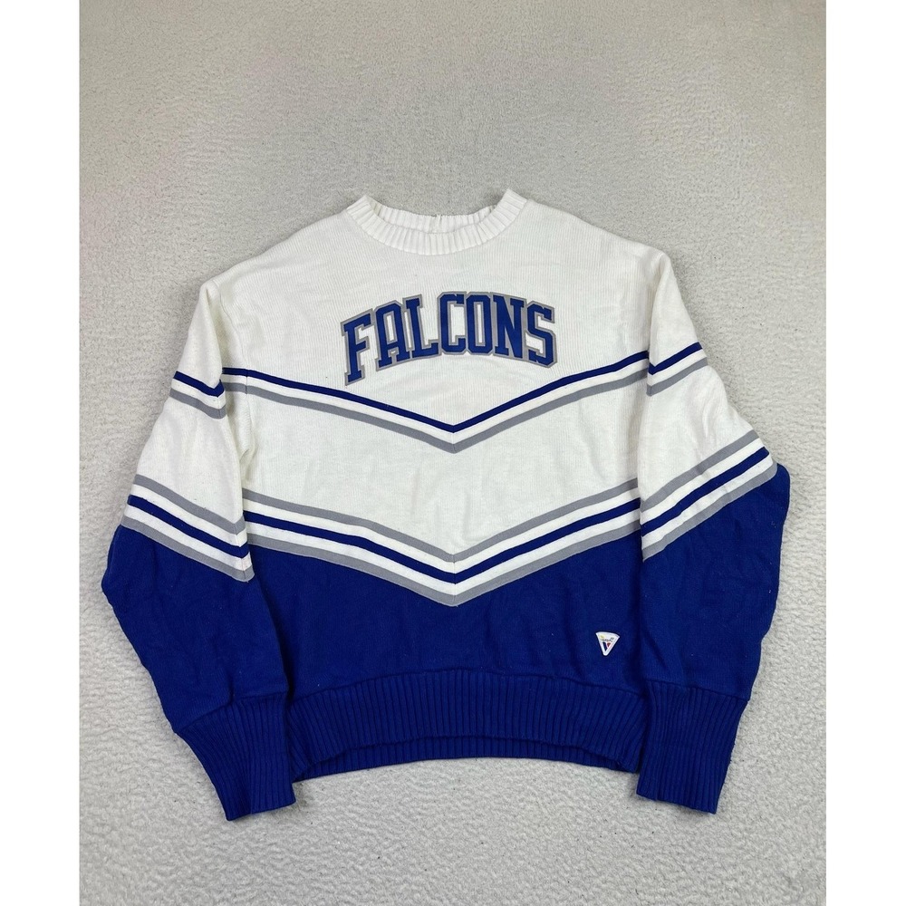 Vintage Varsity Spirit Fashions Sweater Womens Large Blue White Falcons Made USA